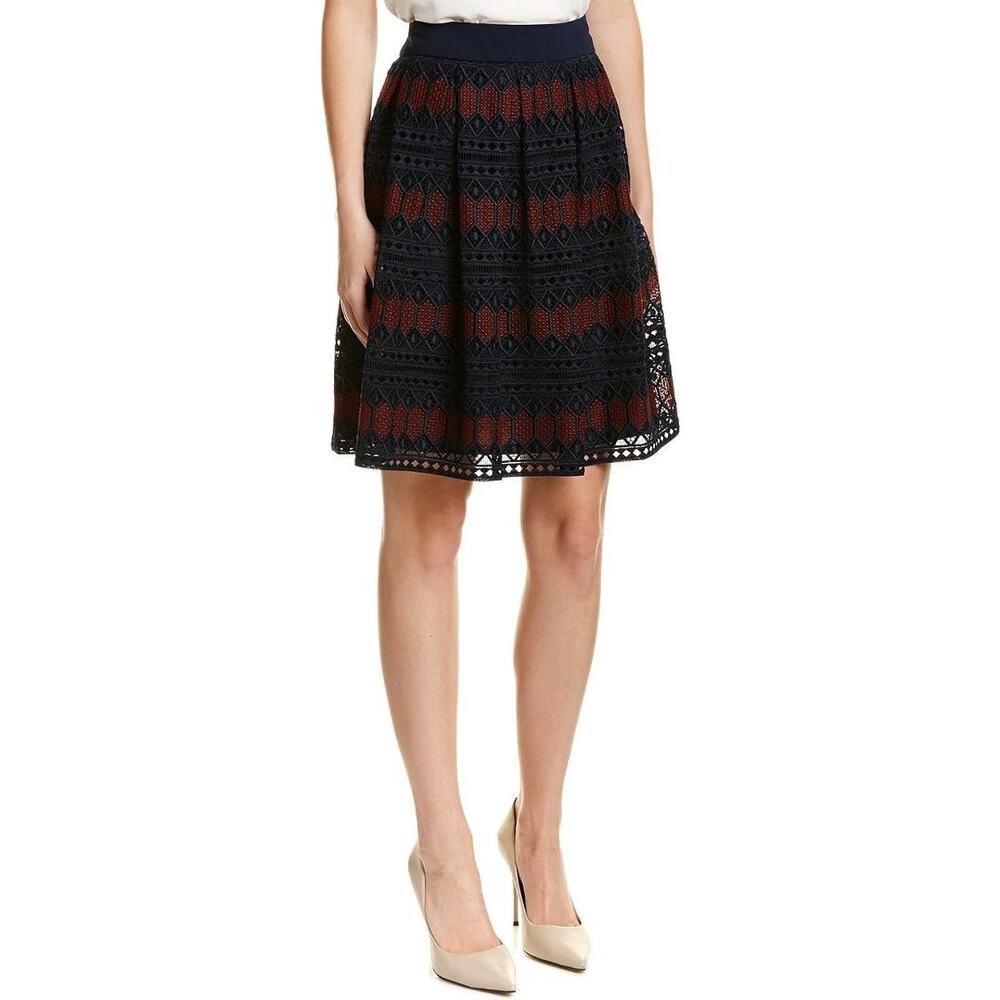 NWT Trina Turk Leland Diamond Lane Lace A-Line Pleated Skirt Size 6